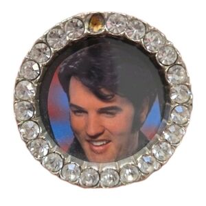 Vintage Elvis Presley Mini Frame Photo Jeweled Embellished 2 1/4" Antique Small